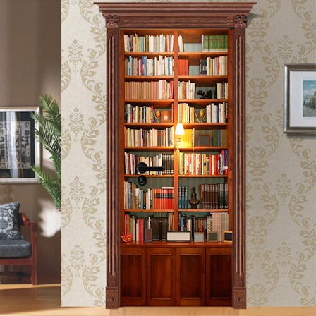 StyleD 95x215cm 3D Dørklistermærke Vinlager Fotovægmaleri Trompe