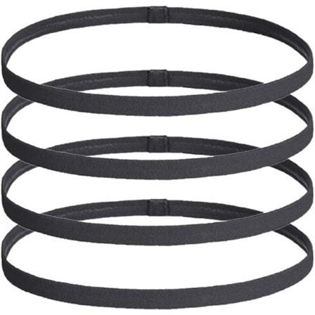 4-pakke sportspannebånd, svarte elastiske hårbånd for menn og kvinner, tynne sportspannebånd, sklisikre for løping/fotball Fitness Yoga