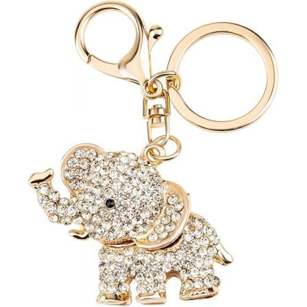 Heldig Elefant Nøkkelringer Opal Rhinestone Nøkkelringer Dame Veske Charm Krystall Nøkkelring Dame Veske Anheng Gull
