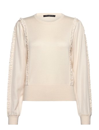 French Connection Krista Mix Ruffle Slv Jumper - Cream - XL