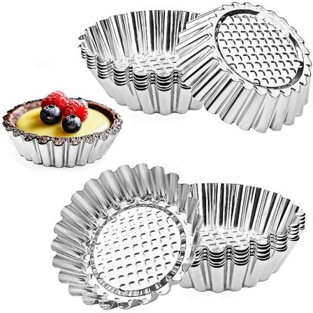 20-pack Formar, 3,7 tum Rostfritt Stål Mini Paj Tartlet Tårta Muffinsform Form Panna Bakverktyg