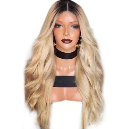 Hårförlängningar Fashian Peruk Långt lockigt hår Svart Gradient Gul Micro-roll Långt hår Peruk Huvudbonader (Färg: Fotofärg, Storlek: 65cm)