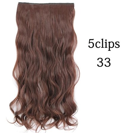 Syntetisk 22 32 tum 5 Clips Hårförlängning Värmebeständig falska hårstycken Långa vågiga frisyrer Clip In Hair Extensions