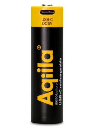 Aqiila USB-C Rechargeable Battery, Size 18650, 2000 mAh, 3.7V (1-pack)