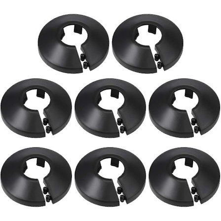 16mm Rörskydd Dekoration Pp Radiator Rosett Vattenrör Väggskydd Svart 8 st