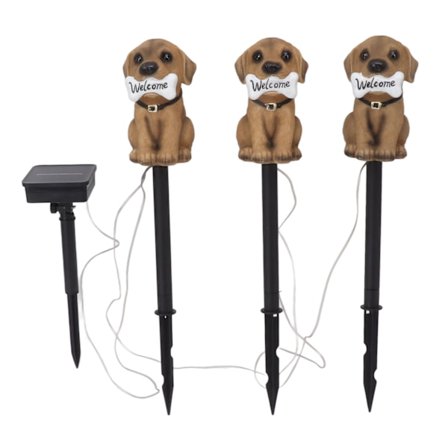 LED Solar Garden Light Valp Hund Staty Välkomstlampa Soldriven utomhus trädgårdsdekorationslampor med inbyggt batteri