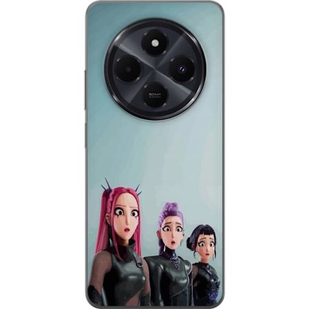 Kompatibel Mobilcover til Xiaomi Xiaomi Redmi A4 Tre animerede kvinder med farverigt hår i futuristisk stil og overraskede udtryk