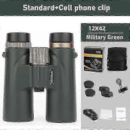 12x42 Kikare Professionell HD Teleskop Kraftfull Lång Räckvidd BAK4 PrismKompatibel med Jakt Utomhus Camping ED Lins IPX7 Vattentät