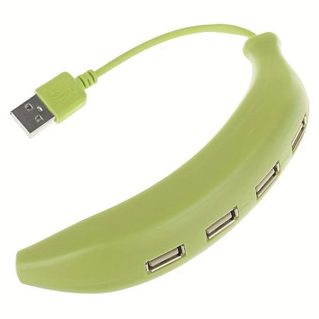 1 stk 4-i-1 Ban HUB - Bedårende bananformet USB-hub med 4 porter, egnet for mus