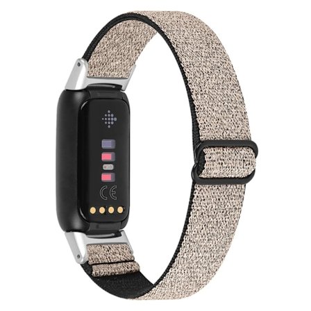Fitbit Luxe klockarmband i elastisk nylon - Glitter Guld