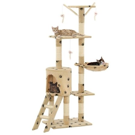 vidaXL Kradsetræ til katte med sisalsøjler 138 cm poteaftryk beige Beige