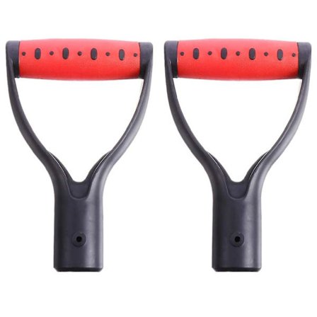2 D-håndtak for spade, plast, bra håndtilbehør for snømåking, graving og rive