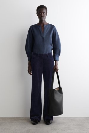 COS Women's Camisa De Lino Maxivolumen in Azul