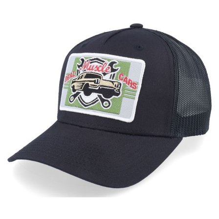 Iconic - Svart trucker Keps - Real Muscle Cars Sign Black A-frame Trucker @ Hatstore