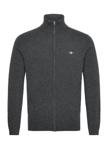 GANT Extrafine Lambswool Zip Cardigan - Grey - M