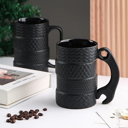 500ML Creative Cup Large Capacity Ceramic Cup Novelty Mug Tire Shaped Cup Office Home Coffee Cup Breakfast Cup