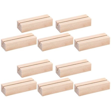 Förpackning med 10 träkortshållare siffror, bord/affischhållare träkortshållare för namnskyltar