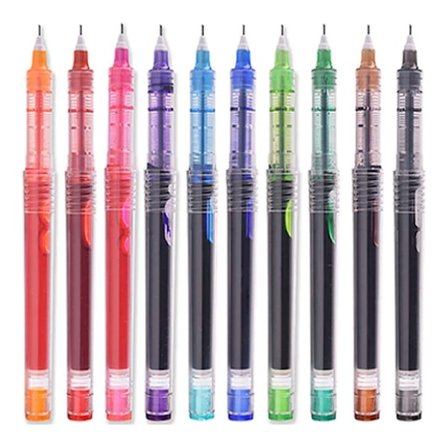 10 kuulakärkikynää, nopeasti kuivuva muste, 0,5 mm hienokärkinen nestemäinen muste