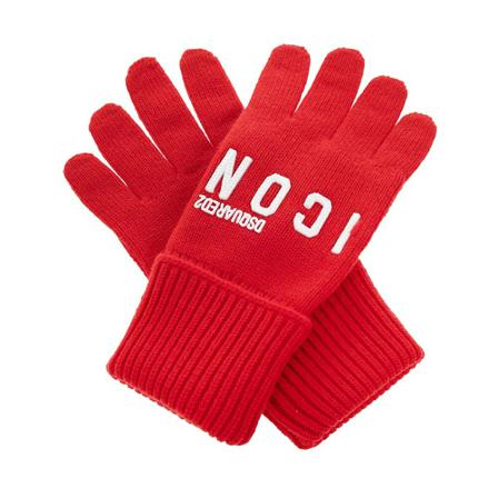 Dsquared2 Wool gloves , Rood , Dames , Maat: ONE Size Handschoenen