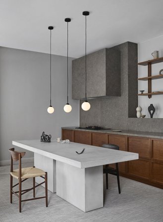 Apiales 1 taklampe Ø12 - satin sort/opal