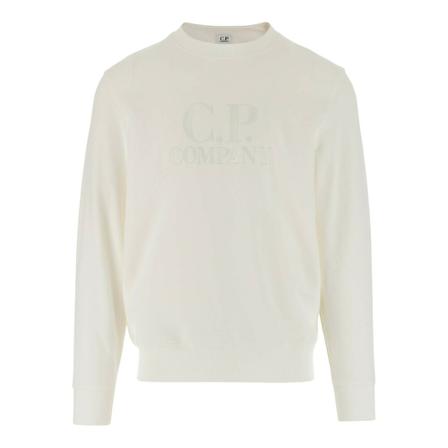 C.p. Company, Sweatshirt made of cotton Crew neck Long sleeves Biały, Mężczyzna, Rozmiar: L