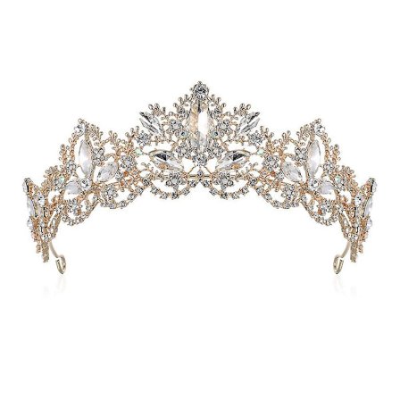 Krystall Tiara Krone Rhinestone Princess Tiaras For Kvinner Jenter Princess Crown(gull )