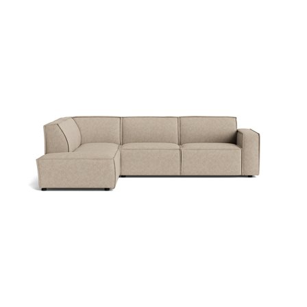 Lyon Ecksofa, links, modernes Design, einfarbig in Aragon Grau/Beige, 80cm Tiefe, hochwertige Polsterung für maximalen Komfort im Raum.