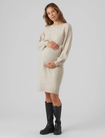 Vero Moda Maternity Vmmlefile Balloon Ls Boatneck Dress Noos - Cream - XS