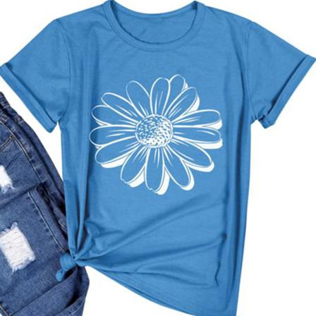 Dam T- Printed Casual Blus Kortärmad Topp,