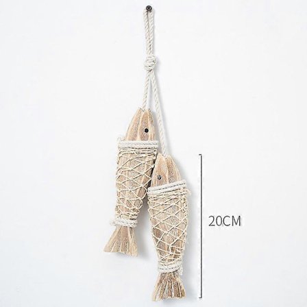 Hengende trefisk, middelhavsstil, vintage dekorasjon, nautiske ornamenter til hjemmet