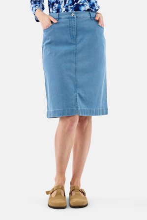 SIGNATURE - Denim Nederdel - Lyseblå - Elastik i Taljen