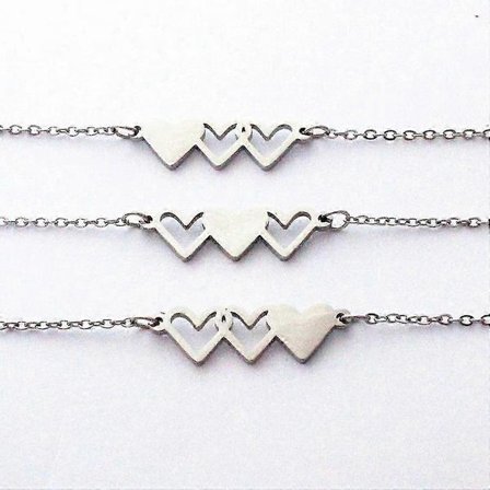 Personlig Halskjede med 3 Jenter Søstre, Søsterkjede for 3, Smykker for Døtre Jenter, 3 Hjertekjeder, 3 Døtre, Gave til Ham