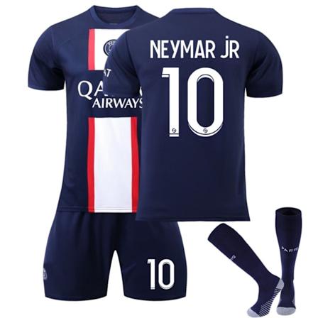 Paris 22/23 Neymar Jr Fotballdrakt T-skjorter Shorts Sett for Barn Blå/Hvit Blue/White 22(6-7Years)