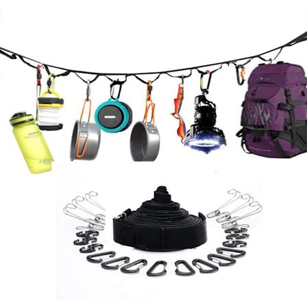 Udendørs camping hængende reb sæt, udendørs telt opbevaring hængende reb