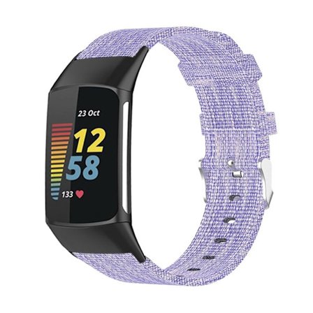 Fitbit Charge 5 andningsbart klockarmband i nylon - Ljuslila
