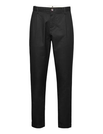Akjulius Cotton Pleat Pant Chinot Housut Musta Anerkjendt