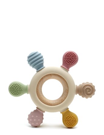 Magni Toys | Teether Rudder With Wooden Center Ring. Multi Colored, Lfbg Approved | ONE SIZE"