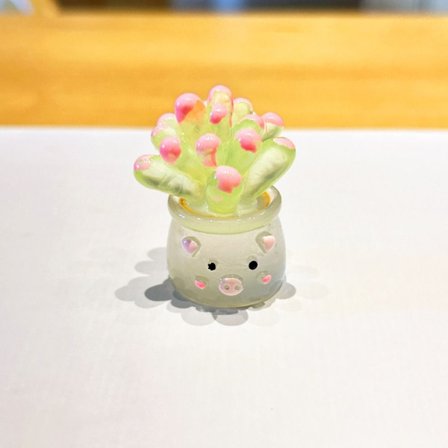 3 Stk Sukkulent Ornamenter i potte Tegneserie Bordplade Ornamenter GRØN