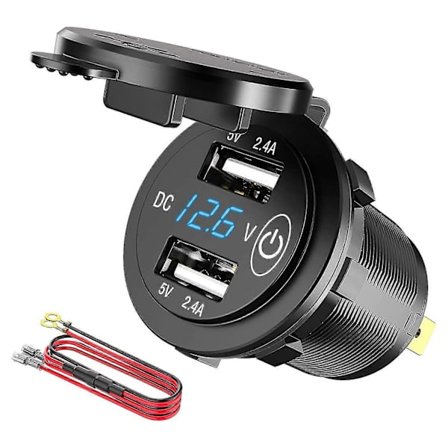 12V USB-uttag, Vattentätt 12V/24V 24W 4.8A Dubbelt USB-laddaruttag med LED V [DB]