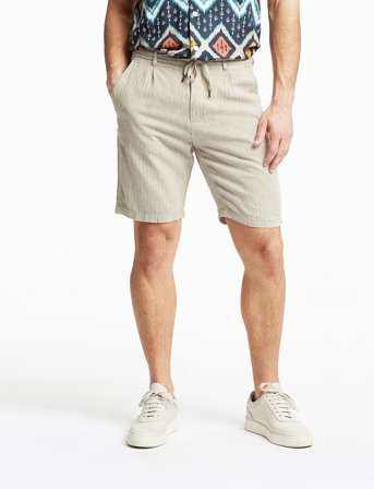 Lindbergh Linen Blend Herringbone Short - Beige - XXXL