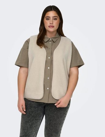 ONLY Carmakoma Carbelisa Teddy Waistcoat Jrs - Cream - 50-52