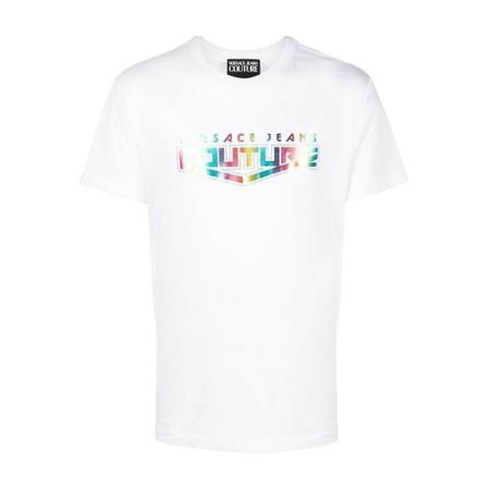 Versace Jeans Couture, Logo Space T-Shirt Biały, Mężczyzna, Rozmiar: L