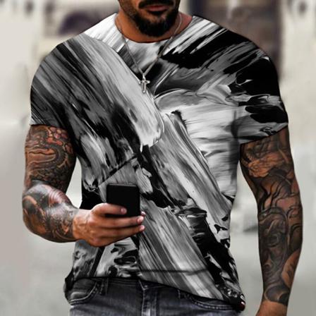 Män Abstrakt Print Toppar Kortärmad T-shirt