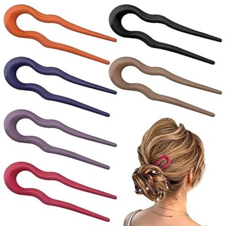 6 stk. franske hårnåle, U-formede hårgaffelspænder i mat plast