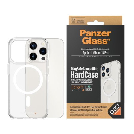 Panzer Transparent w. White MagSafe & D3O iPhone 15 Pro HardCase PanzerGlass - High quality tempered glass screen protector