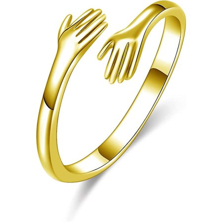 925 Sterling Silver Ringar för Kvinnor Flickor Män eller Unisex Silver Omfamnande Händer Öppen Ring Smycken Omfamna Händer Statement Ringar Band 