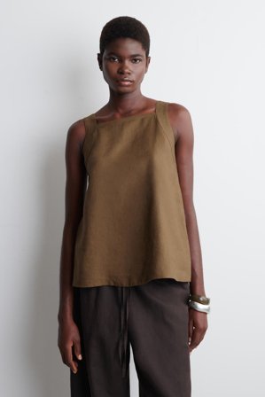 COS Women's Tie-Back Linen Top in Beige