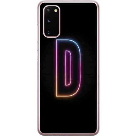 Kompatibelt Mobildeksel til Samsung Samsung Galaxy S20 Minimalistisk neonbokstav D i fargeskiftende lys mot svart bakgrunn i moderne digital design