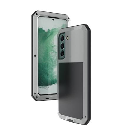 TG Samsung Galaxy S21 FE - HEAVY DUTY Aluminiumdeksel Sølv