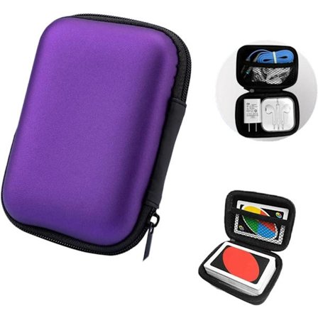 Lompakkomallinen säilytyslaatikko - korttikotelo - datakaapelin pidike, mitat: 11 x 8 x 4 cm (violetti)